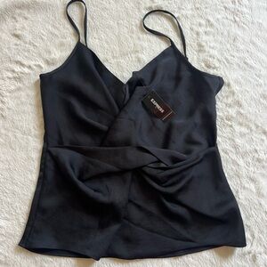 Express Women's Black Top with Crisscross ruched detail